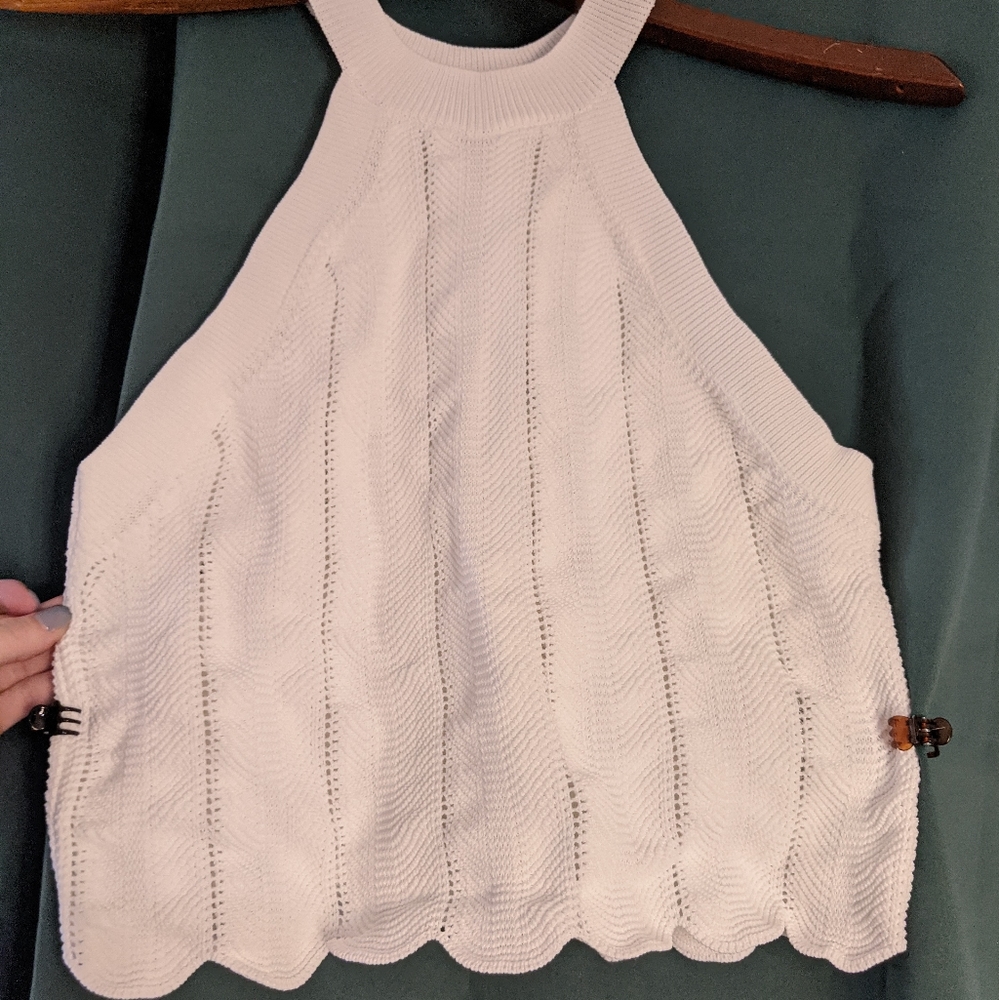 White Knit Halter Top Forever 21